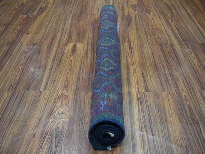 Purple 3'5" x 4'8" Tribal Hand knotted Wool Rug - Sku: O053179