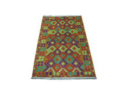 Multicolored 3'1" x 4'9" Tribal Hand knotted Wool Rug - Sku: O053181