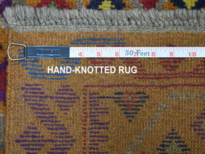 Multicolored 4'0" x 5'10" Tribal Hand knotted Wool Rug - Sku: O053182