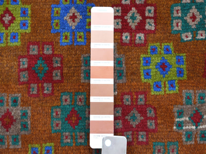 Multicolored 4'1" x 5'9" Tribal Hand knotted Wool Rug - Sku: O053185