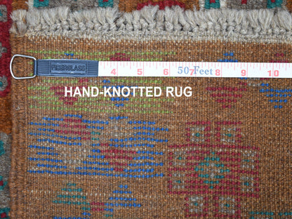 Multicolored 4'1" x 5'9" Tribal Hand knotted Wool Rug - Sku: O053185