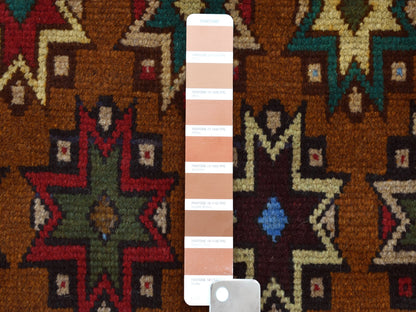 Multicolored 4'1" x 6'1" Tribal Hand knotted Wool Rug - Sku: O053186