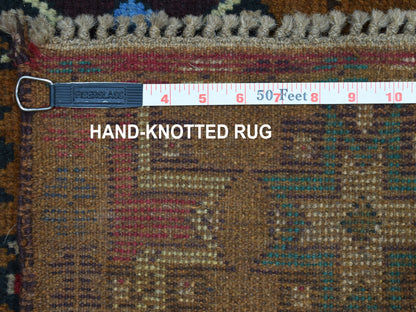 Multicolored 4'1" x 6'1" Tribal Hand knotted Wool Rug - Sku: O053186