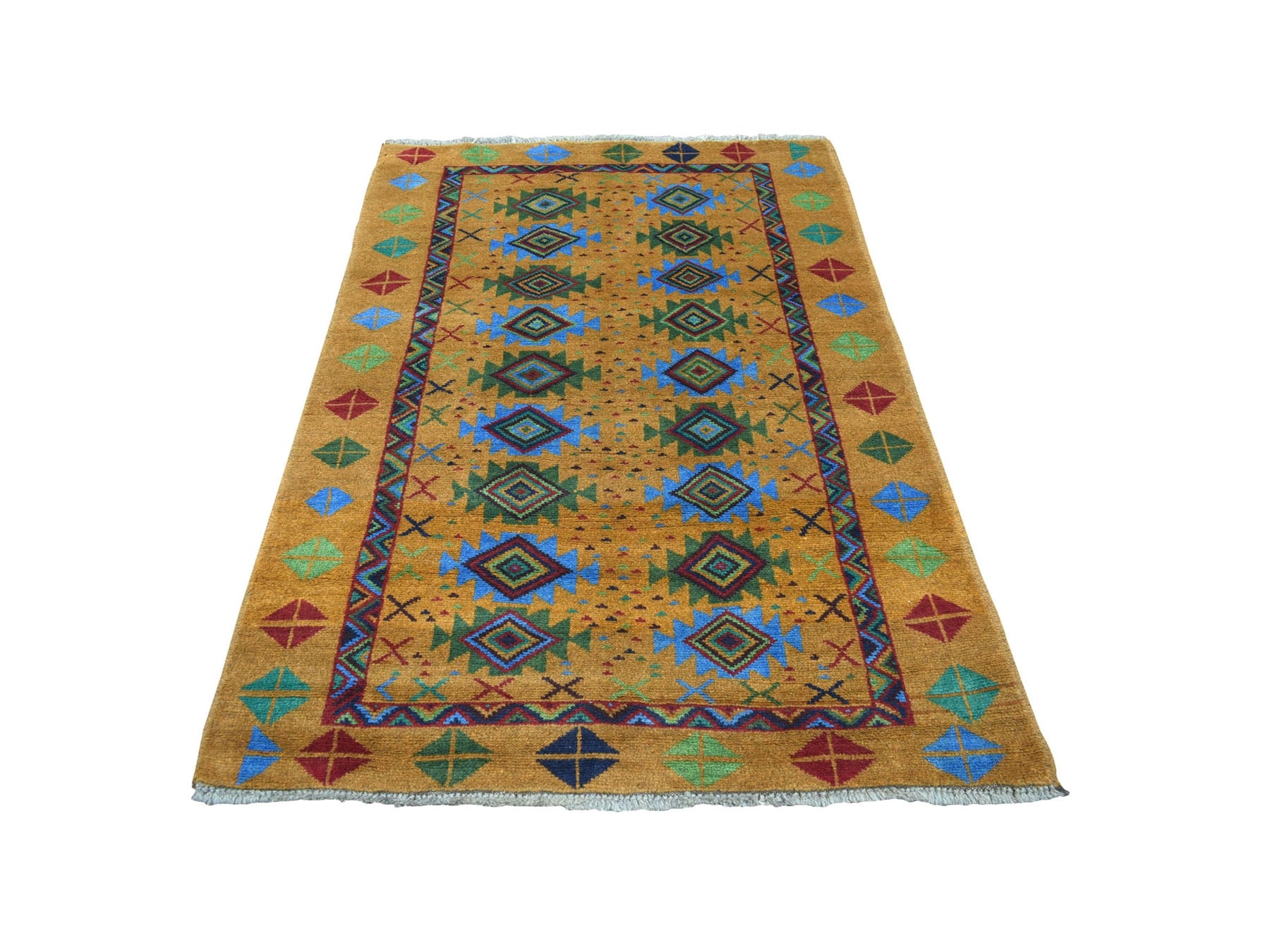 Baluch Tribal & Geometric hand-knotted wool rug in Multicolored & Brown, 4' x 6'1" — SKU O053188