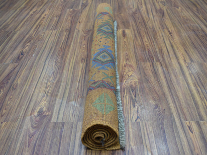 Multicolored 4'0" x 6'1" Tribal Hand knotted Wool Rug - Sku: O053188