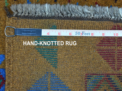 Multicolored 4'0" x 6'1" Tribal Hand knotted Wool Rug - Sku: O053188