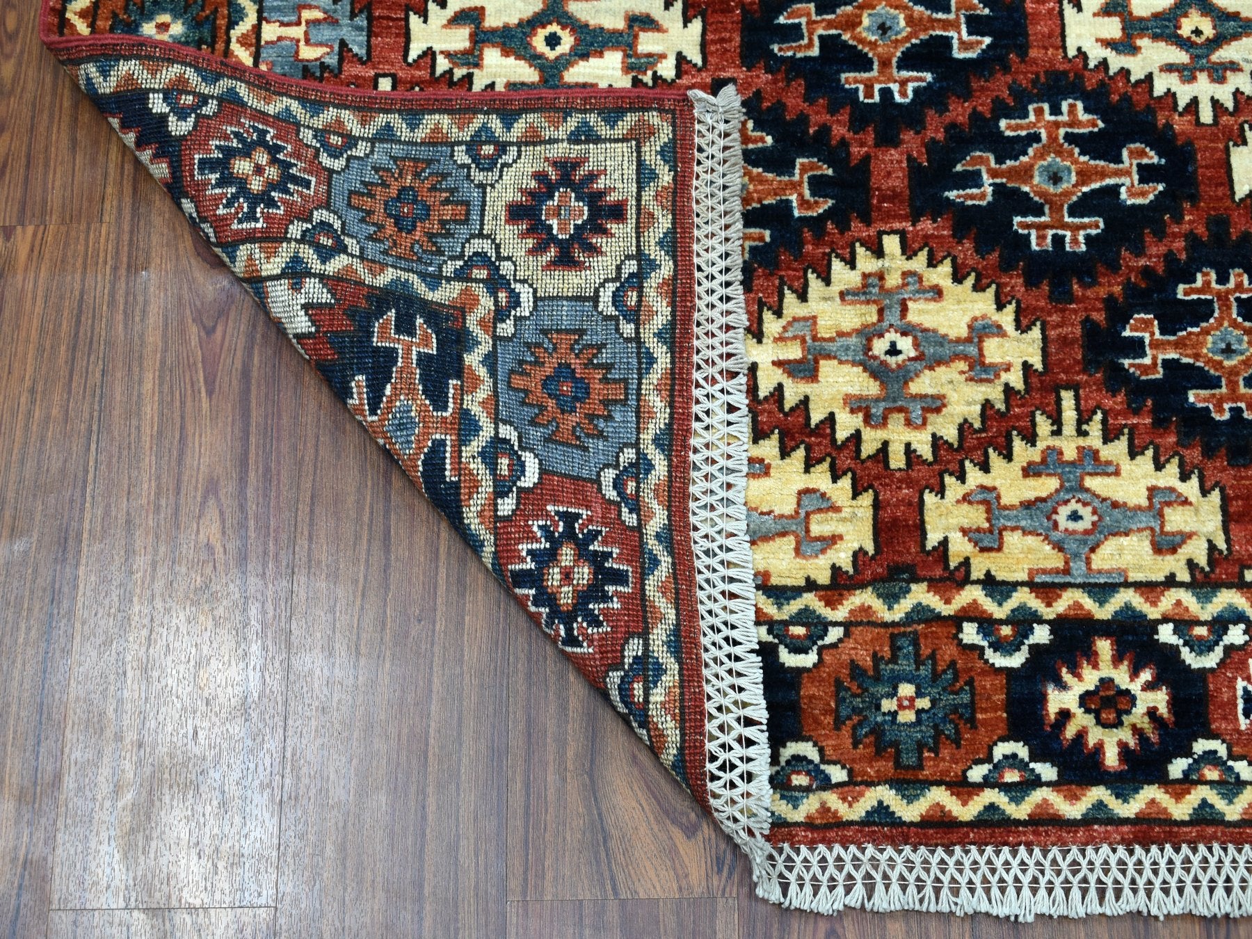 Ersari Tribal & Geometric hand-knotted wool rug in Red & Salsa, 4' x 6' — SKU O053193 (view 2)
