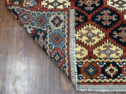 Red 4'0" x 6'0" Tribal Hand knotted Wool Rug - Sku: O053193