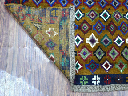 Multicolored 3'3" x 4'8" Tribal Hand knotted Wool Rug - Sku: O053273