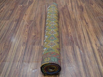 Multicolored 3'3" x 4'8" Tribal Hand knotted Wool Rug - Sku: O053273