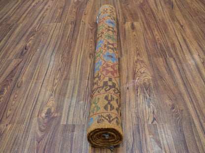 Orange 3'5" x 4'10" Tribal Hand knotted Wool Rug - Sku: O053279