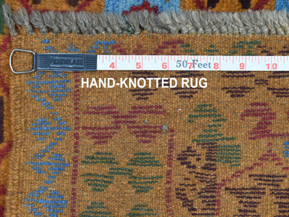 Orange 3'5" x 4'10" Tribal Hand knotted Wool Rug - Sku: O053279