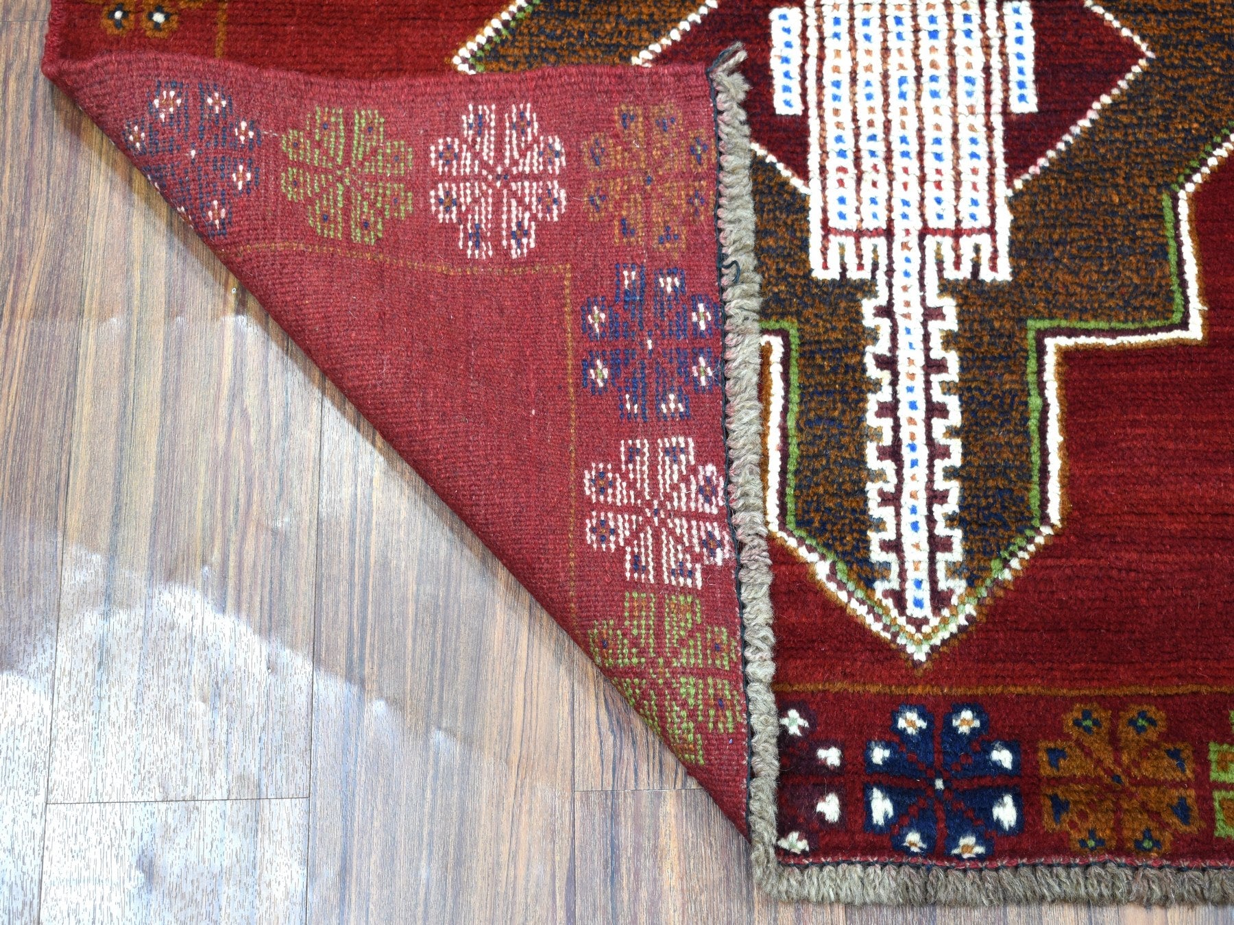 Baluch Tribal & Geometric hand-knotted wool rug in Red, 3'7" x 4'10" — SKU O053285 (view 2)