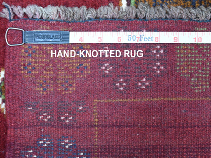 Red 3'7" x 4'10" Tribal Hand knotted Wool Rug - Sku: O053285