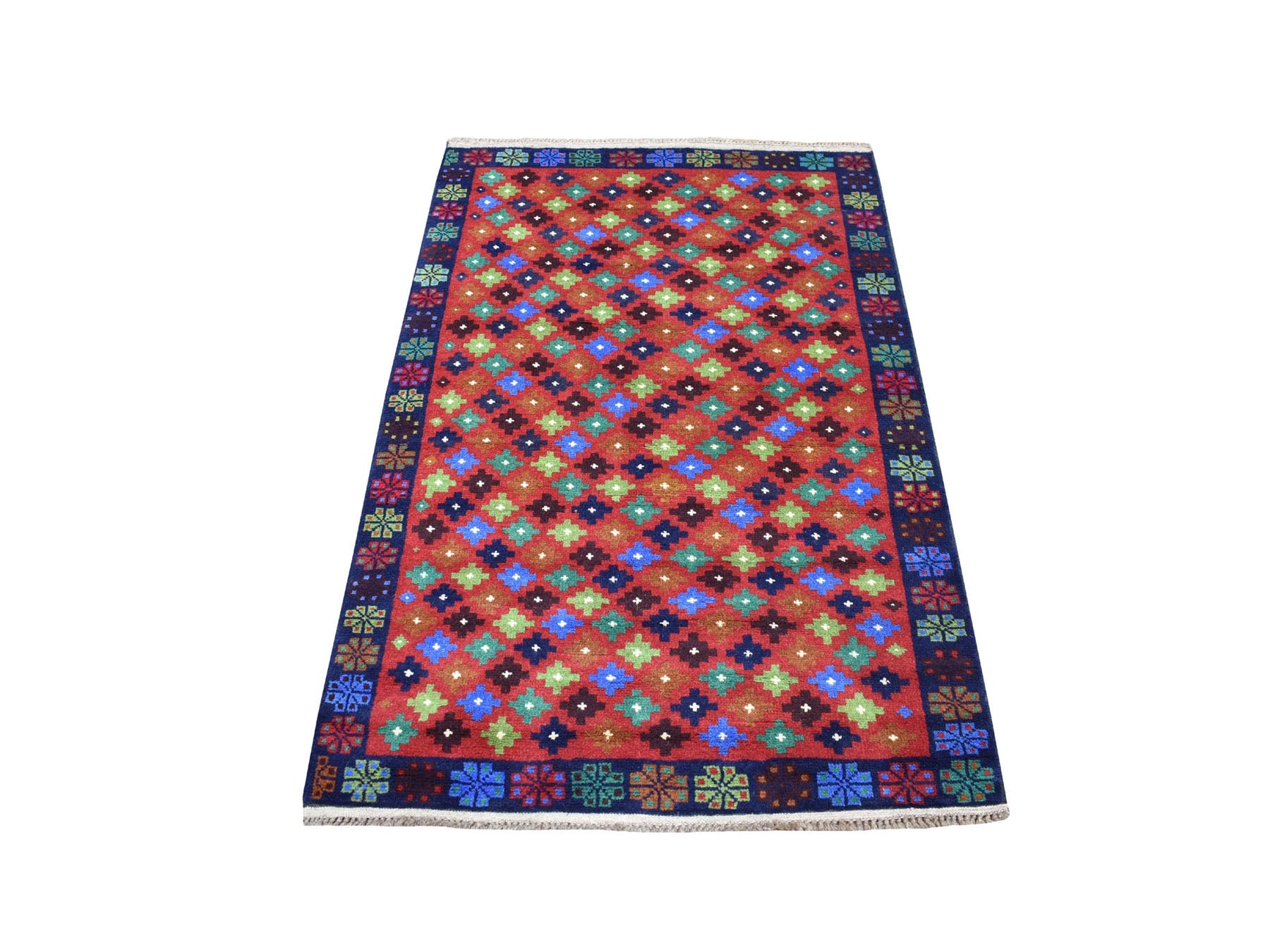 Baluch Tribal & Geometric hand-knotted wool rug in Red, 3'3" x 4'9" — SKU O053289