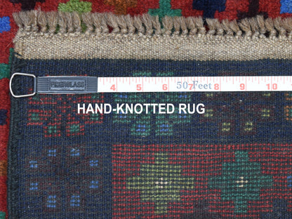 Red 3'3" x 4'9" Tribal Hand knotted Wool Rug - Sku: O053289