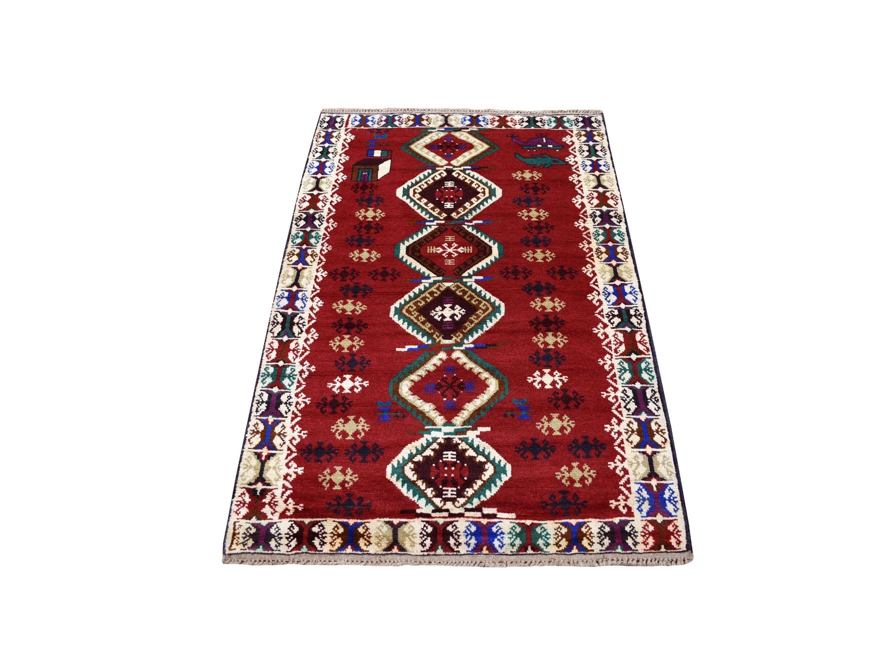 Baluch Tribal & Geometric hand-knotted wool rug in Red, 3'3" x 4'9" — SKU O053290