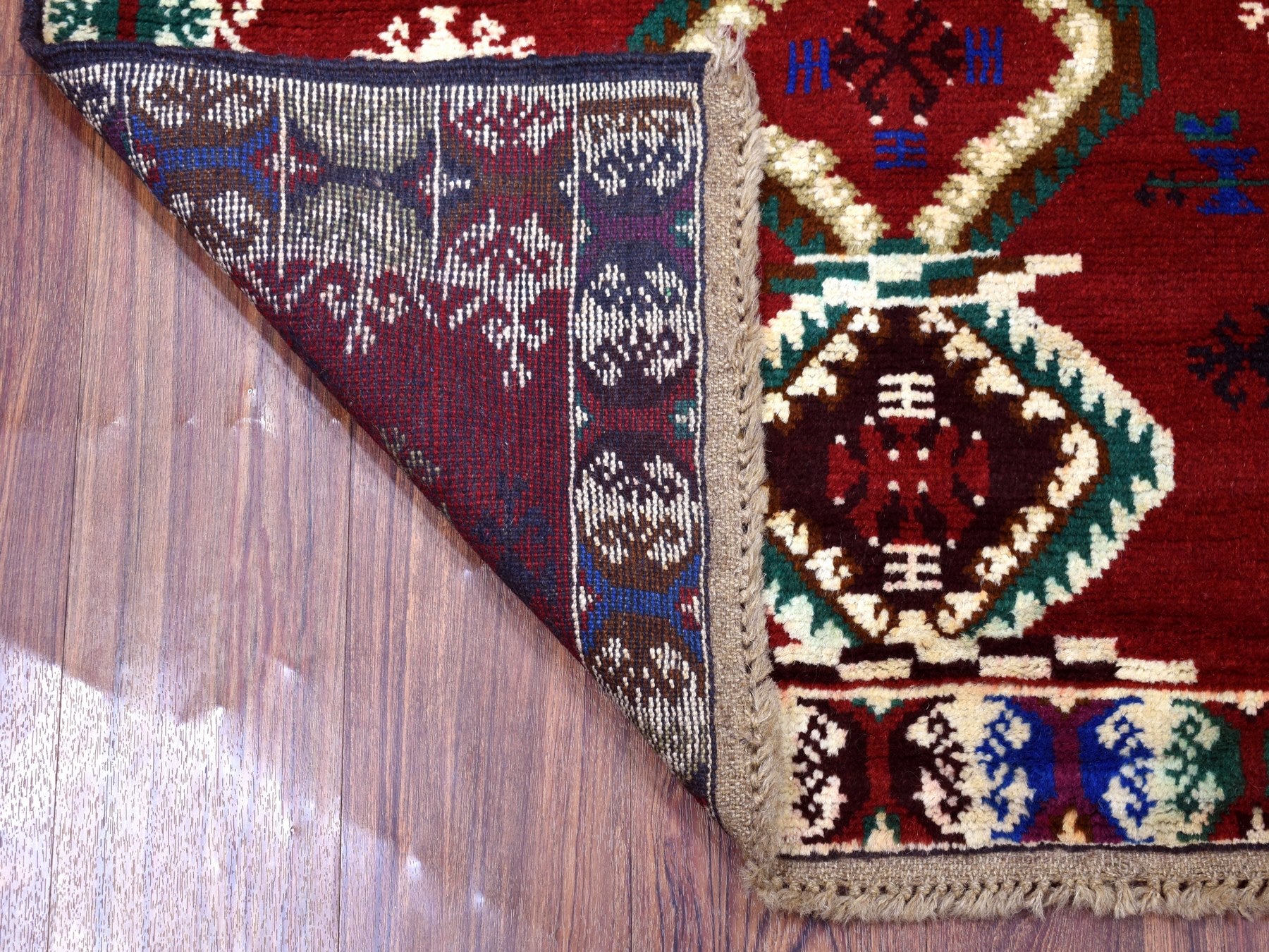 Baluch Tribal & Geometric hand-knotted wool rug in Red, 3'3" x 4'9" — SKU O053290 (view 2)