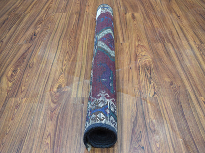 Red 3'3" x 4'9" Tribal Hand knotted Wool Rug - Sku: O053290