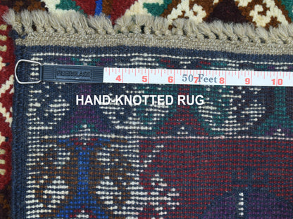 Red 3'3" x 4'9" Tribal Hand knotted Wool Rug - Sku: O053290