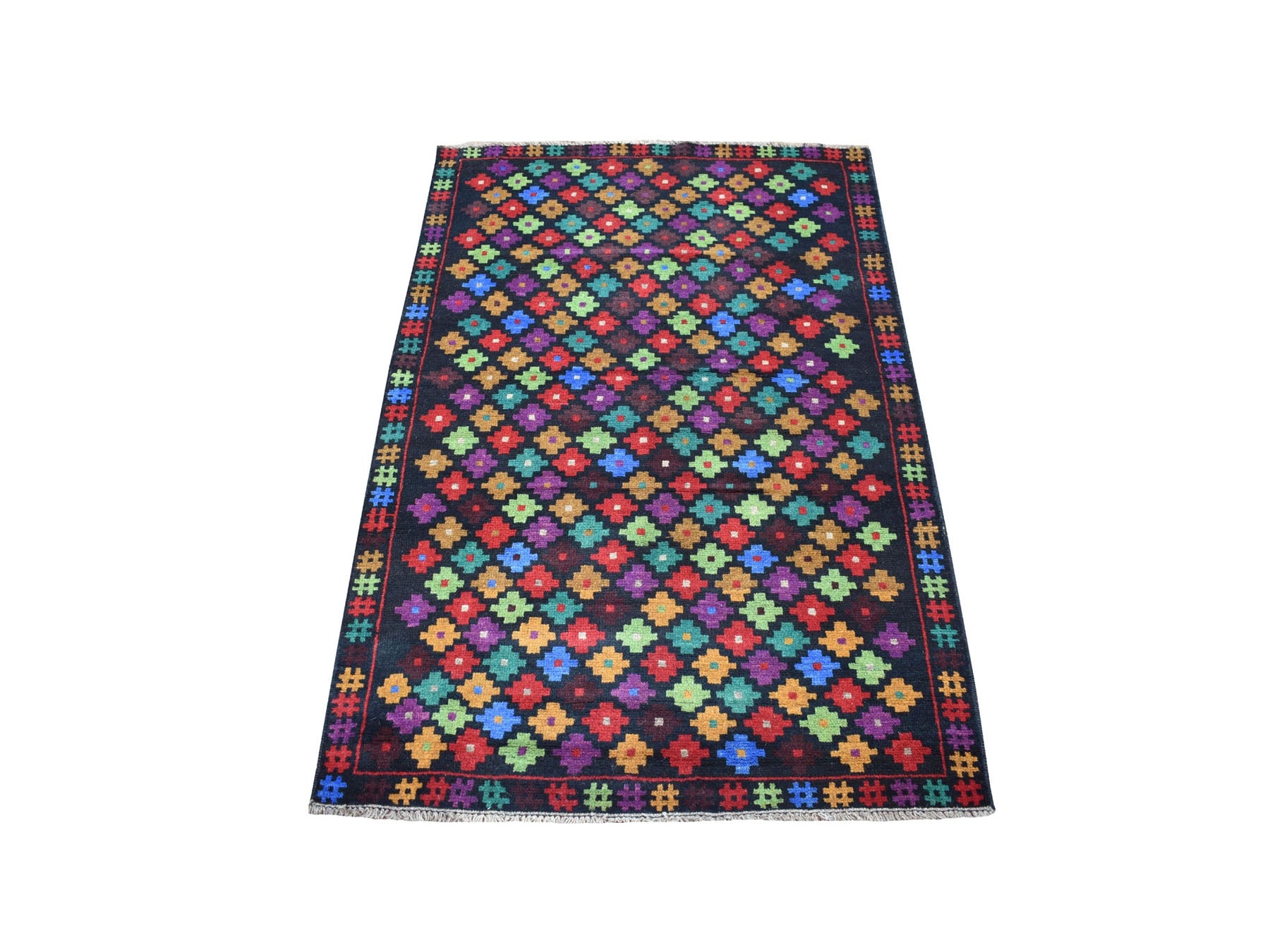 Baluch Tribal & Geometric hand-knotted wool rug in Black, 3'5" x 5' — SKU O053291