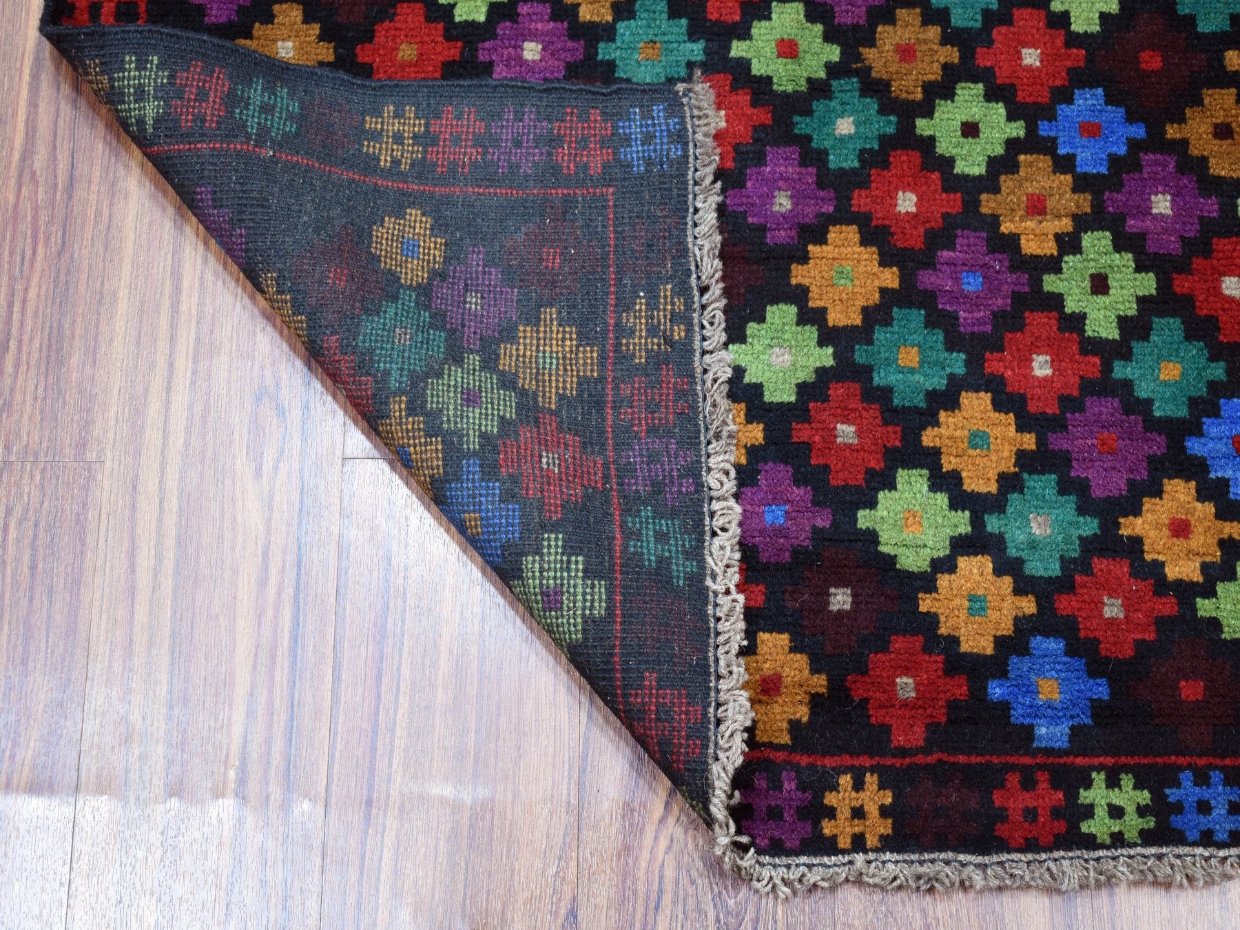 Baluch Tribal & Geometric hand-knotted wool rug in Black, 3'5" x 5' — SKU O053291 (view 2)