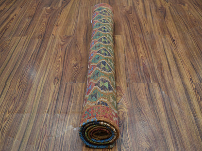 Red 3'3" x 5'0" Tribal Hand knotted Wool Rug - Sku: O053292