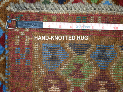 Red 3'3" x 5'0" Tribal Hand knotted Wool Rug - Sku: O053292