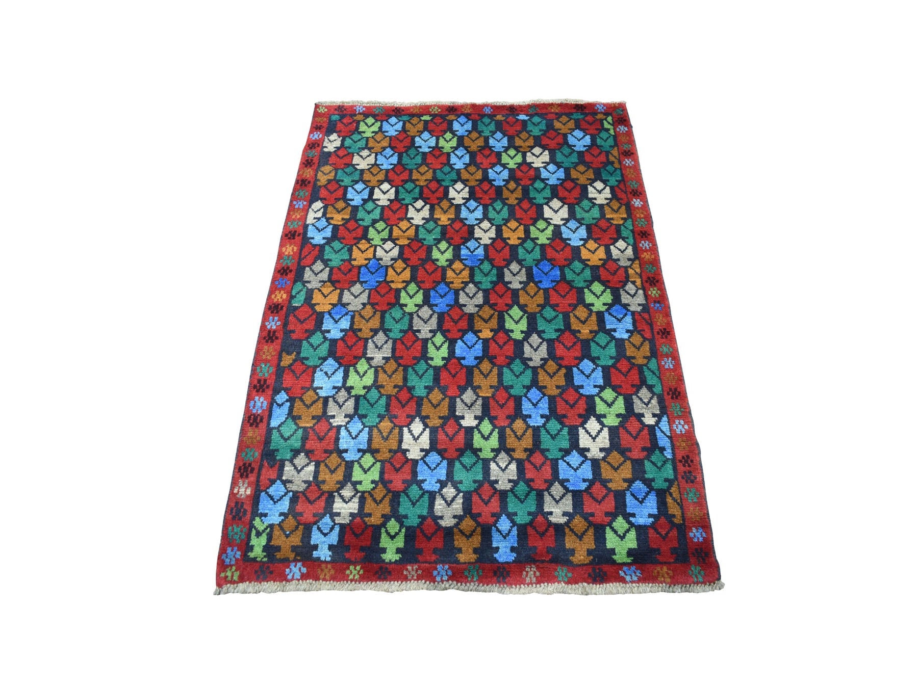 Baluch Tribal & Geometric hand-knotted wool rug in Red, 3'5" x 4'8" — SKU O053293