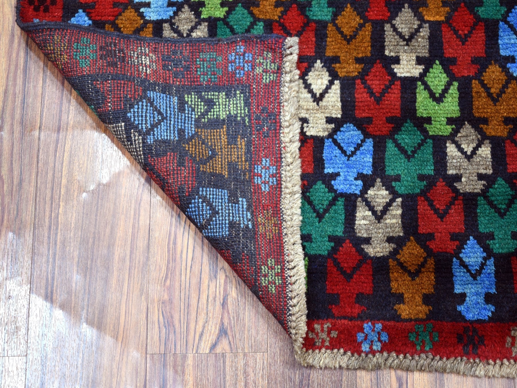 Baluch Tribal & Geometric hand-knotted wool rug in Red, 3'5" x 4'8" — SKU O053293 (view 2)