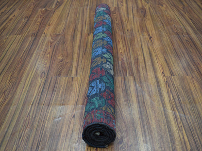 Red 3'5" x 4'8" Tribal Hand knotted Wool Rug - Sku: O053293