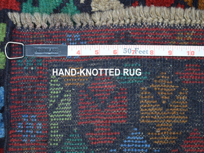 Red 3'5" x 4'8" Tribal Hand knotted Wool Rug - Sku: O053293