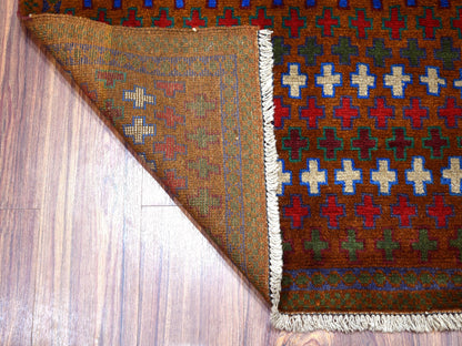 Multicolored 3'3" x 4'7" Tribal Hand knotted Wool Rug - Sku: O053294
