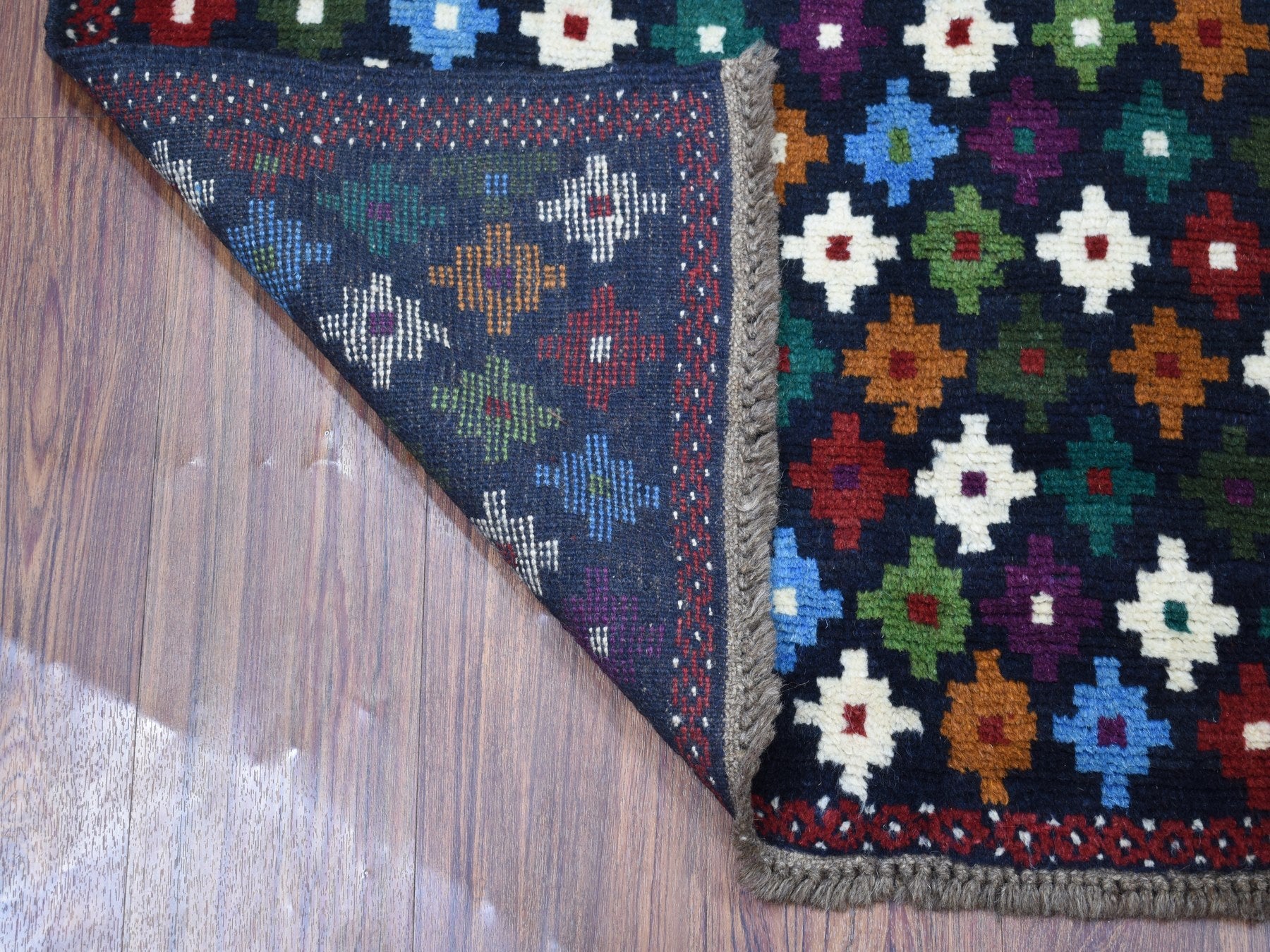 Baluch Tribal & Geometric hand-knotted wool rug in Blue, 3'4" x 4'8" — SKU O053296 (view 2)