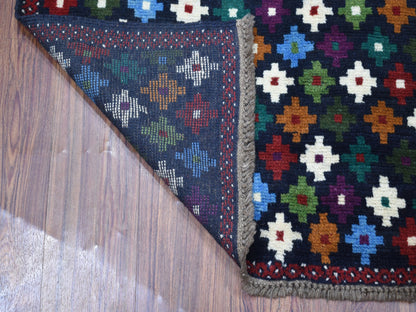 Blue 3'4" x 4'8" Tribal & Geometric Hand knotted Wool Rug - Sku: O053296