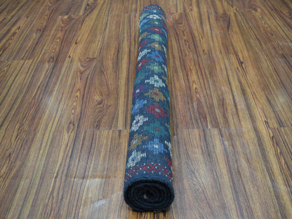 Blue 3'4" x 4'8" Tribal & Geometric Hand knotted Wool Rug - Sku: O053296