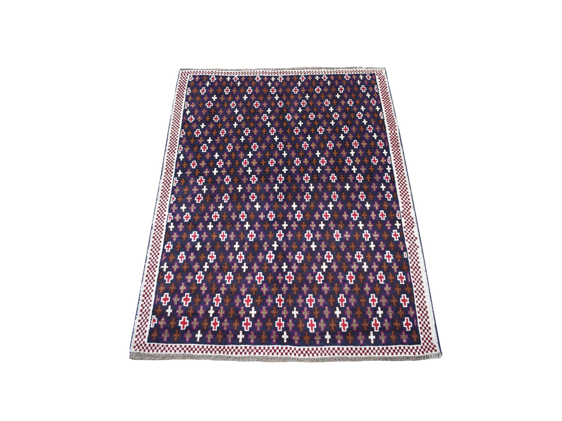 Baluch Tribal & Geometric hand-knotted wool rug in Blue, 3'4" x 4'6" — SKU O053300