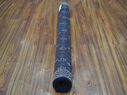 Blue 3'4" x 4'6" Tribal & Geometric Hand knotted Wool Rug - Sku: O053300