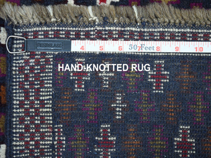 Blue 3'4" x 4'6" Tribal & Geometric Hand knotted Wool Rug - Sku: O053300