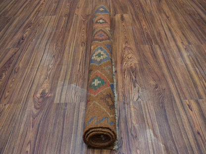 Multicolored 3'5" x 4'10" Tribal Hand knotted Wool Rug - Sku: O053301