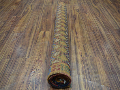 Multicolored 4'3" x 6'1" Tribal Hand knotted Wool Rug - Sku: O053302