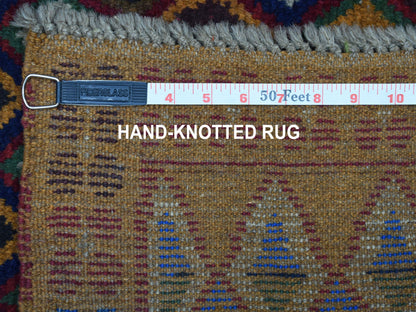 Multicolored 4'3" x 6'1" Tribal Hand knotted Wool Rug - Sku: O053302