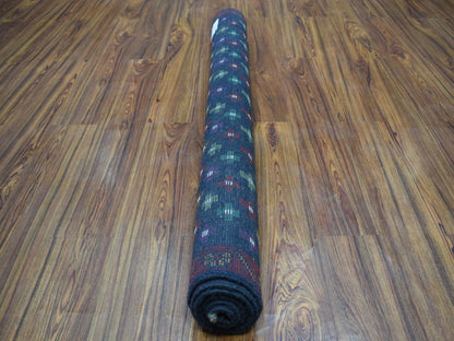 Blue 4'3" x 6'0" Tribal & Geometric Hand knotted Wool Rug - Sku: O053305