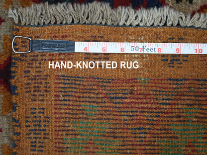 Red 4'1" x 5'9" Tribal Hand knotted Wool Rug - Sku: O053307