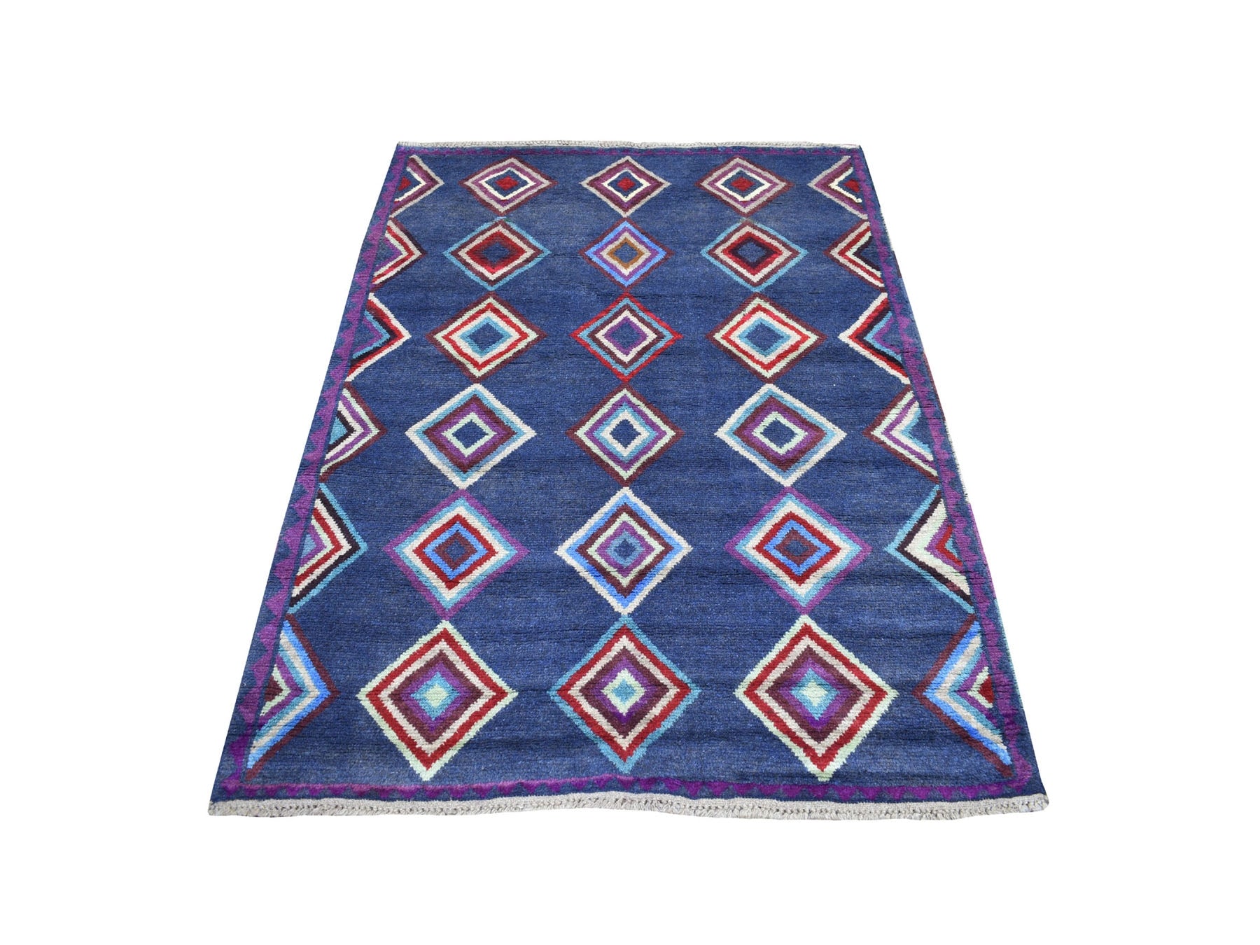 Baluch Tribal & Geometric hand-knotted wool rug in Blue, 4'2" x 5'7" — SKU O053309