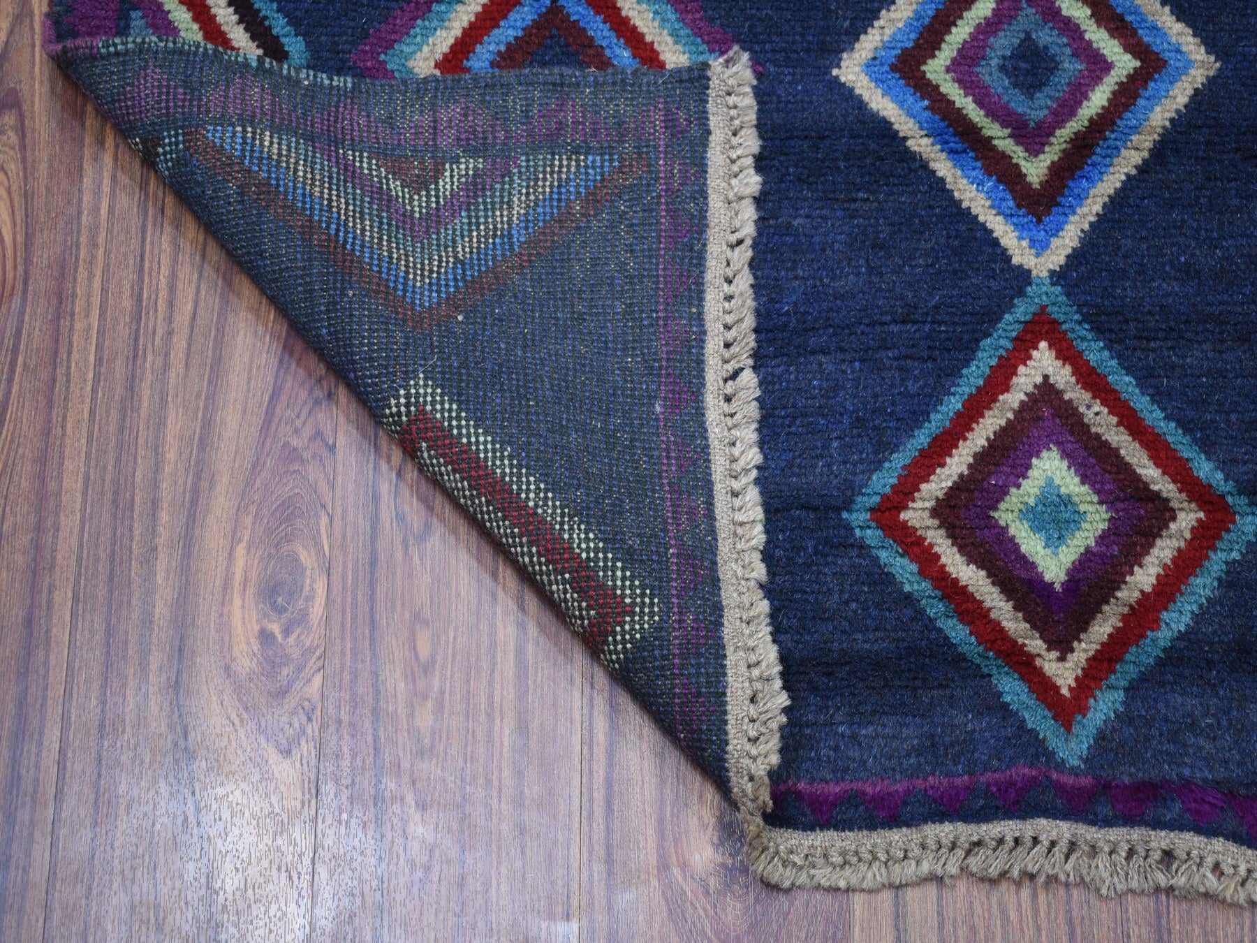 Baluch Tribal & Geometric hand-knotted wool rug in Blue, 4'2" x 5'7" — SKU O053309 (view 2)
