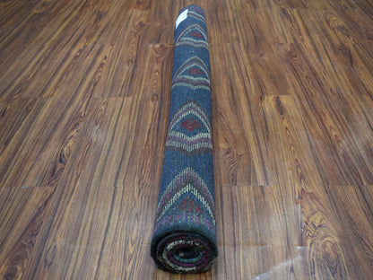 Tribal hand-knotted wool rug in Blue, 4'2" x 5'7", SKU O053309