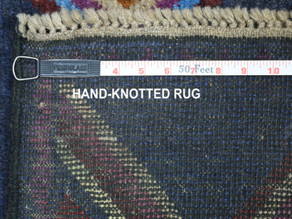 Tribal hand-knotted wool rug in Blue, 4'2" x 5'7", SKU O053309