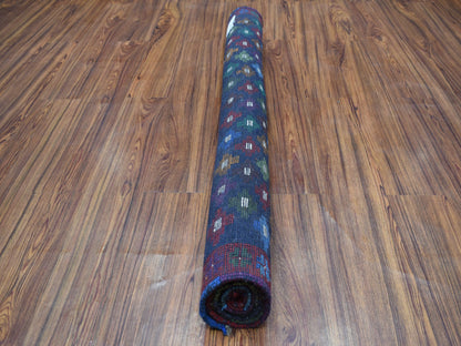 Blue 4'1" x 6'0" Tribal & Geometric Hand knotted Wool Rug - Sku: O053311