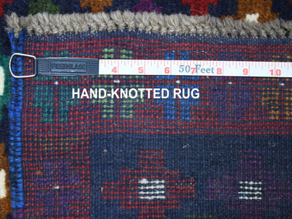 Blue 4'1" x 6'0" Tribal & Geometric Hand knotted Wool Rug - Sku: O053311